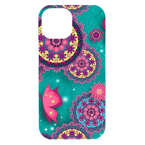 Floral Pattern, Abstract, Colorful, Flow iPhone 15 Black UV Print PC Hardshell Case from ArtsNow.com Front