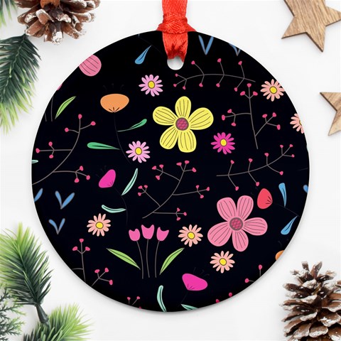 Foliage Pattern, Adorable Beautiful Ornament (Round) from ArtsNow.com Front