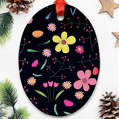 Foliage Pattern, Adorable Beautiful Ornament (Oval) from ArtsNow.com Front