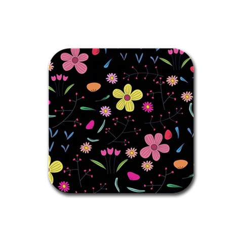 Foliage Pattern, Adorable Beautiful Rubber Square Coaster (4 pack) from ArtsNow.com Front