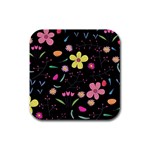 Foliage Pattern, Adorable Beautiful Rubber Square Coaster (4 pack)