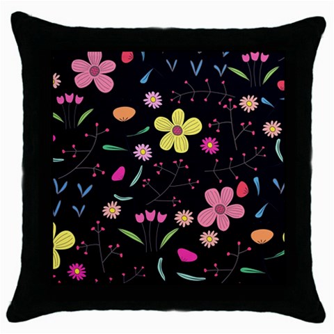 Foliage Pattern, Adorable Beautiful Throw Pillow Case (Black) from ArtsNow.com Front