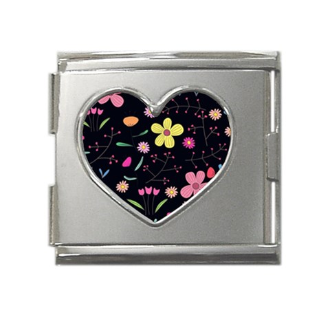 Foliage Pattern, Adorable Beautiful Mega Link Heart Italian Charm (18mm) from ArtsNow.com Front