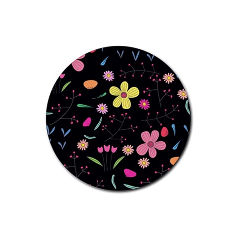 Foliage Pattern, Adorable Beautiful Rubber Round Coaster (4 pack) from ArtsNow.com Front