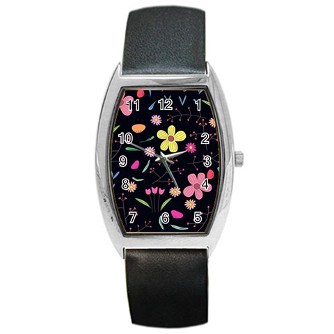 Foliage Pattern, Adorable Beautiful Barrel Style Metal Watch from ArtsNow.com Front