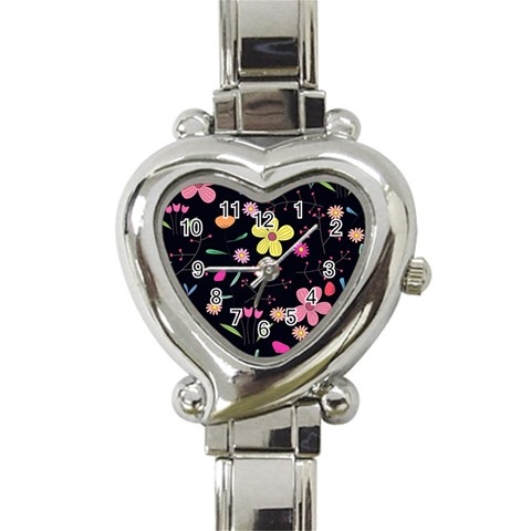 Foliage Pattern, Adorable Beautiful Heart Italian Charm Watch from ArtsNow.com Front