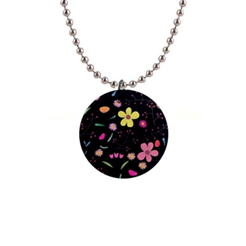 Foliage Pattern, Adorable Beautiful 1  Button Necklace from ArtsNow.com Front