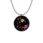 Foliage Pattern, Adorable Beautiful 1  Button Necklace