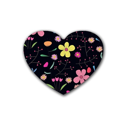 Foliage Pattern, Adorable Beautiful Rubber Heart Coaster (4 pack) from ArtsNow.com Front