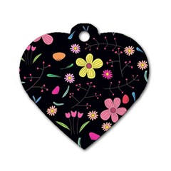 Foliage Pattern, Adorable Beautiful Dog Tag Heart (Two Sides) from ArtsNow.com Front