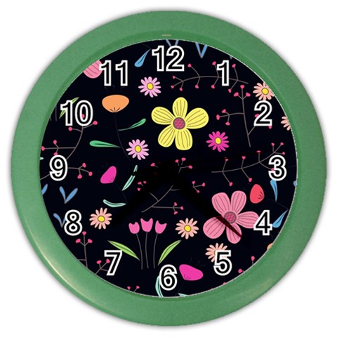 Foliage Pattern, Adorable Beautiful Color Wall Clock from ArtsNow.com Front