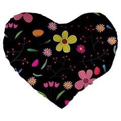 Foliage Pattern, Adorable Beautiful Large 19  Premium Heart Shape Cushions from ArtsNow.com Front