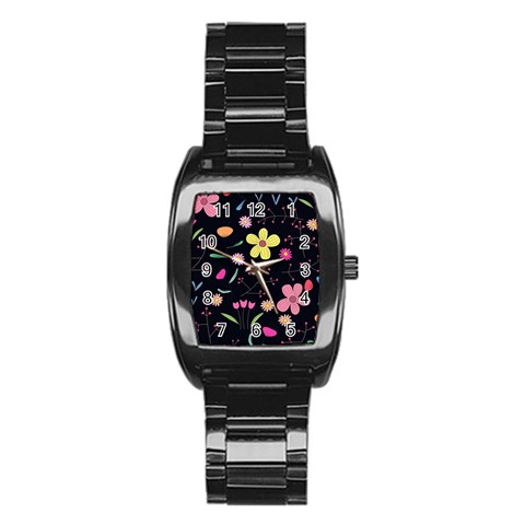 Foliage Pattern, Adorable Beautiful Stainless Steel Barrel Watch from ArtsNow.com Front