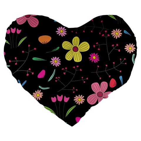 Foliage Pattern, Adorable Beautiful Large 19  Premium Flano Heart Shape Cushions from ArtsNow.com Front