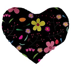 Foliage Pattern, Adorable Beautiful Large 19  Premium Flano Heart Shape Cushions from ArtsNow.com Front