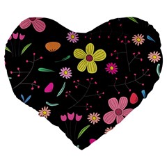 Foliage Pattern, Adorable Beautiful Large 19  Premium Flano Heart Shape Cushions from ArtsNow.com Back