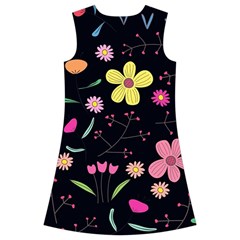 Foliage Pattern, Adorable Beautiful Kids  Short Sleeve Velvet Dress from ArtsNow.com Back