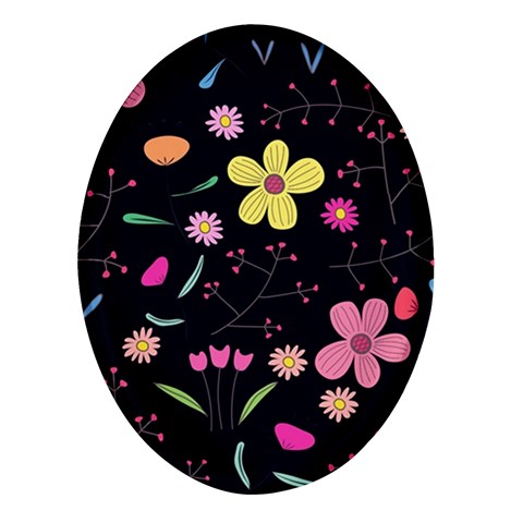 Foliage Pattern, Adorable Beautiful Oval Glass Fridge Magnet (4 pack) from ArtsNow.com Front