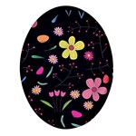 Foliage Pattern, Adorable Beautiful Oval Glass Fridge Magnet (4 pack)