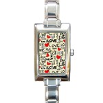 Love Abstract Background Love Textures Rectangle Italian Charm Watch