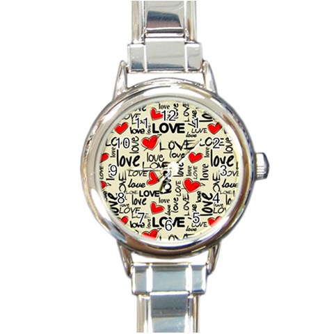 Love Abstract Background Love Textures Round Italian Charm Watch from ArtsNow.com Front