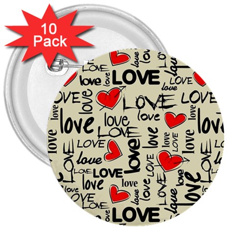 Love Abstract Background Love Textures 3  Buttons (10 pack)  from ArtsNow.com Front