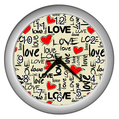 Love Abstract Background Love Textures Wall Clock (Silver) from ArtsNow.com Front