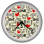 Love Abstract Background Love Textures Wall Clock (Silver)