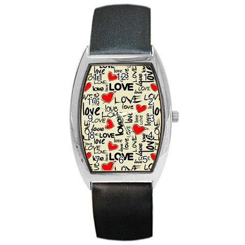 Love Abstract Background Love Textures Barrel Style Metal Watch from ArtsNow.com Front