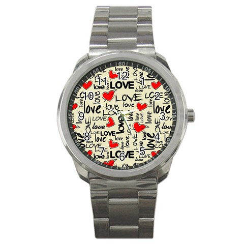 Love Abstract Background Love Textures Sport Metal Watch from ArtsNow.com Front