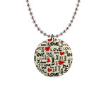 Love Abstract Background Love Textures 1  Button Necklace