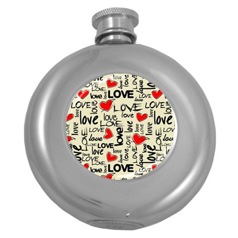 Love Abstract Background Love Textures Round Hip Flask (5 oz) from ArtsNow.com Front