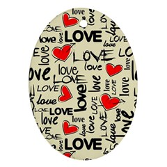 Love Abstract Background Love Textures Oval Ornament (Two Sides) from ArtsNow.com Front