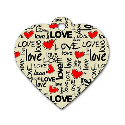 Love Abstract Background Love Textures Dog Tag Heart (One Side) from ArtsNow.com Front