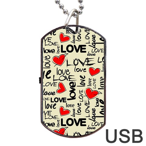 Love Abstract Background Love Textures Dog Tag USB Flash (One Side) from ArtsNow.com Front