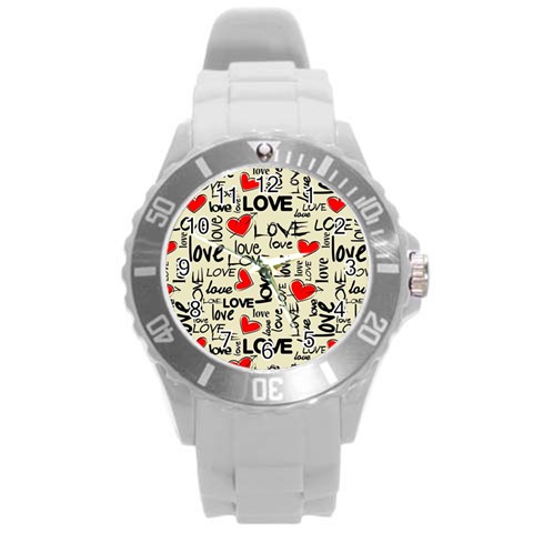 Love Abstract Background Love Textures Round Plastic Sport Watch (L) from ArtsNow.com Front