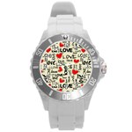 Love Abstract Background Love Textures Round Plastic Sport Watch (L)