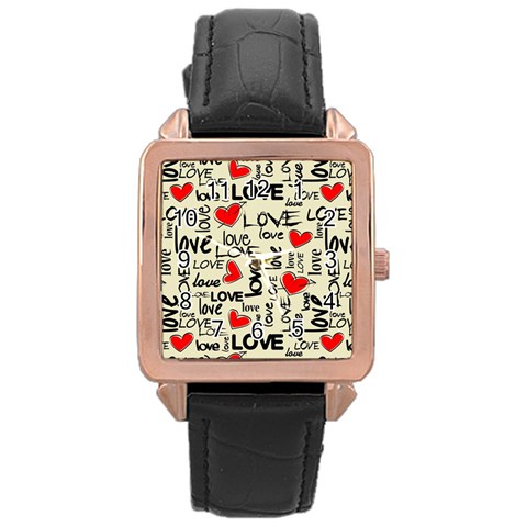 Love Abstract Background Love Textures Rose Gold Leather Watch  from ArtsNow.com Front