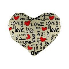 Love Abstract Background Love Textures Standard 16  Premium Flano Heart Shape Cushions from ArtsNow.com Back