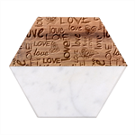 Love Abstract Background Love Textures Marble Wood Coaster (Hexagon) 