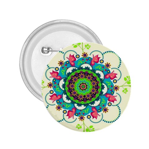 Mandala Flowers, Abstract, Butterflies, Floral, Pattern 2.25  Buttons from ArtsNow.com Front