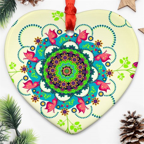 Mandala Flowers, Abstract, Butterflies, Floral, Pattern Ornament (Heart) from ArtsNow.com Front