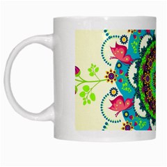 Mandala Flowers, Abstract, Butterflies, Floral, Pattern White Mug from ArtsNow.com Left