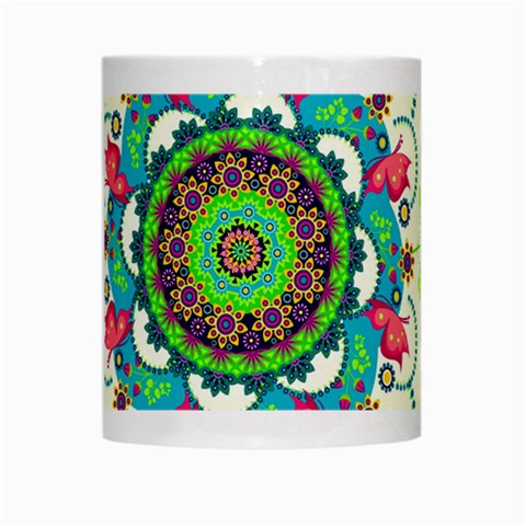 Mandala Flowers, Abstract, Butterflies, Floral, Pattern White Mug from ArtsNow.com Center