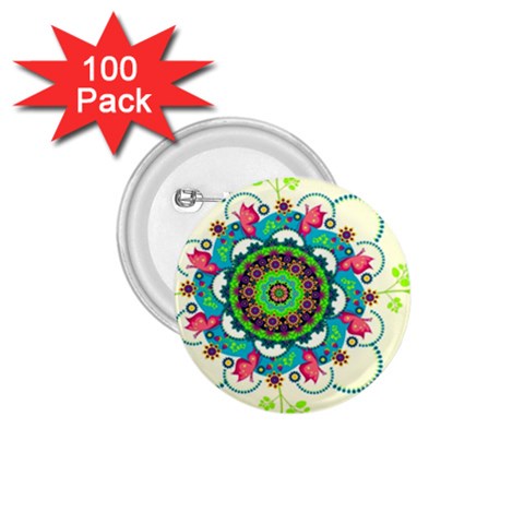 Mandala Flowers, Abstract, Butterflies, Floral, Pattern 1.75  Buttons (100 pack)  from ArtsNow.com Front