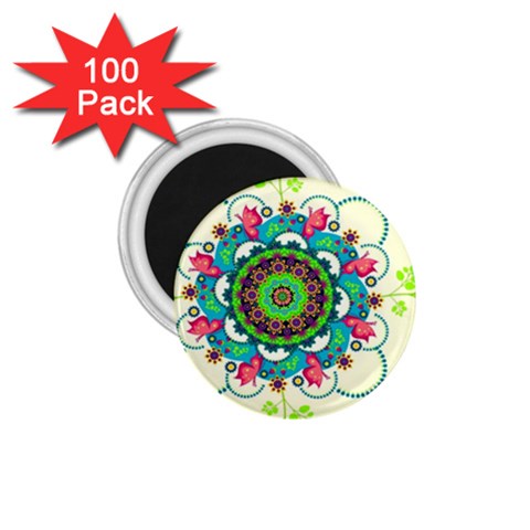 Mandala Flowers, Abstract, Butterflies, Floral, Pattern 1.75  Magnets (100 pack)  from ArtsNow.com Front