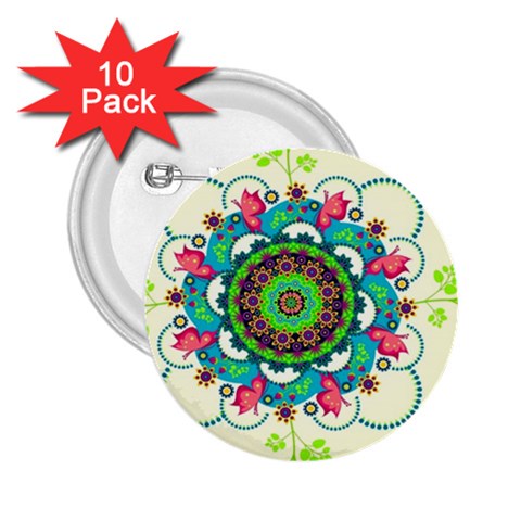 Mandala Flowers, Abstract, Butterflies, Floral, Pattern 2.25  Buttons (10 pack)  from ArtsNow.com Front