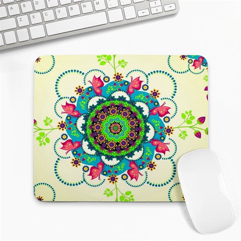 Mandala Flowers, Abstract, Butterflies, Floral, Pattern Large Mousepad from ArtsNow.com Front