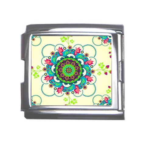 Mandala Flowers, Abstract, Butterflies, Floral, Pattern Mega Link Italian Charm (18mm) from ArtsNow.com Front