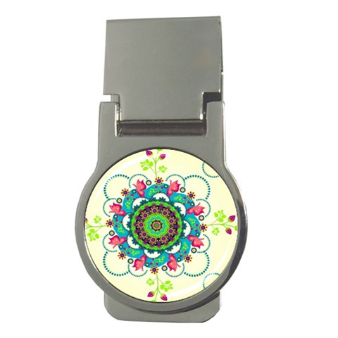 Mandala Flowers, Abstract, Butterflies, Floral, Pattern Money Clips (Round)  from ArtsNow.com Front